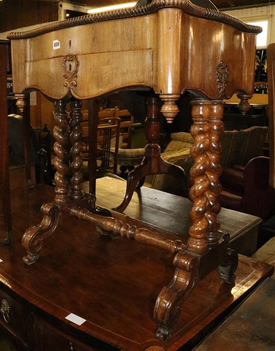 Continental mahogany shaped topped work table